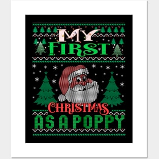 Funny Family My 1st Christmas As A Poppy Ugly Xmas Posters and Art